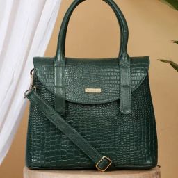 Teakwood Leathers Green Medium Animal Effect Leather Handbag-30