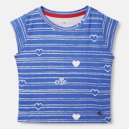 Elle Girls Blue Pure Cotton Stripes Top-image-43