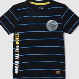Fame Forever by Lifestyle Kids Navy Striped T-Shirt-image-88