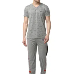 Vimal Jonney Grey Cotton Regular Fit Printed Nightwear Set-image-61
