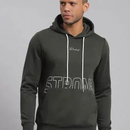 Rock.it Olive Regular Fit Printed Hooded Sweatshirt-image-78