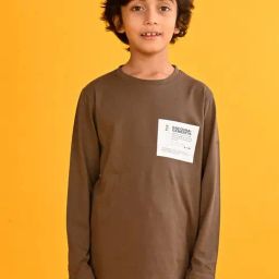 Anthrilo Boys Brown Graphic T-Shirt-image-1