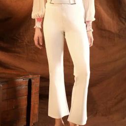 Kazo White Viscose Solid Mid Rise Jeggings-image-24