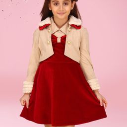 CUTECUMBER Applique Velvet Fit & Flare Dress-image-72