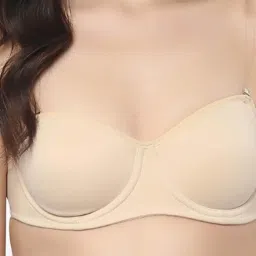 Soie Beige Under Wired Non Padded Half Coverage Balconette Bra image 4