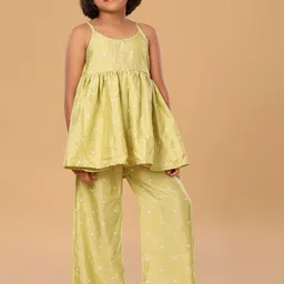 The Mini Trunk Girls Floral Embroidered Thread Work Regular Kurta With Palazzos-picture-10