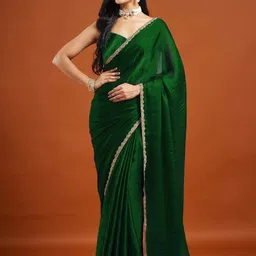 LOROFY Woven Design Beads and Stones Pure Chiffon Saree-picture-18