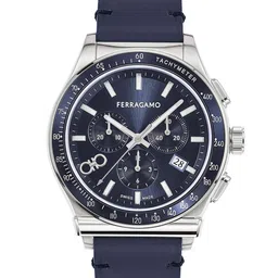 Ferragamo Men Brass Dial & Leather Straps Chronograph Analogue Watch SFKZ00223-22