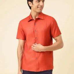 Fabindia Red Viscose Silk Straight Fit  Casual Shirt-picture-32
