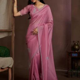 Saree Mall Pink Silk Embellished Saree with Blouse Piece-image-19