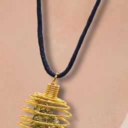 VIBESLE Circular Gold Tone Wire Wrapped Pendant-1