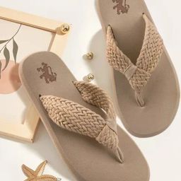 Red Tape Women's Khaki Flip Flops-48