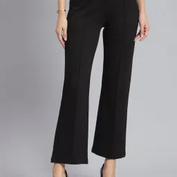 Monte Carlo Black Regular Fit Mid Rise Trousers-picture-1
