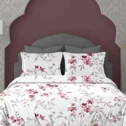 Ariana ROME Purple & White Cotton 210 TC Double Size Bedsheet With 2 Pillow Covers-picture-31