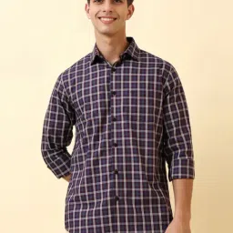 Allen Solly Purple Cotton Slim Fit Checks Shirt-picture-4