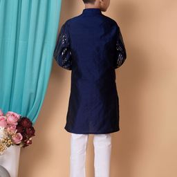 Cae Boys Embroidered Regular Sequinned Dupion Silk Kurta with Trousers image 5