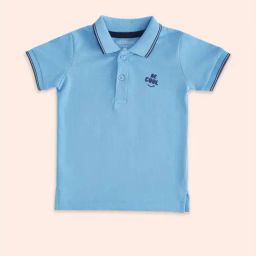 Pantaloons Baby Blue Cotton Regular Fit Polo T-Shirt-image-60