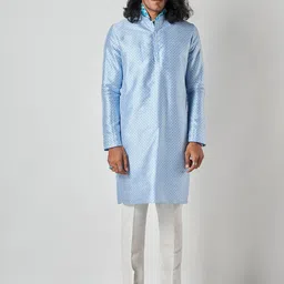 Bubber Blu Adrian Geometric Printed Mandarin Collar Straight Kurta-image-26