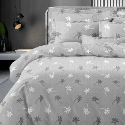 Ariana VERONA Grey Cotton 210 TC Double Size Bedsheet With 2 Pillow Covers-image-30