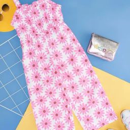 YU by Pantaloons Kids Pink & White Cotton Floral Print Jumpsuit-image-43