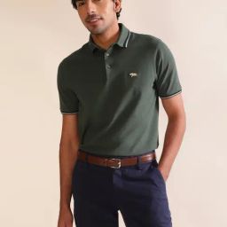 ANDAMEN Green Regular Fit Cotton Polo T-Shirt-image-73