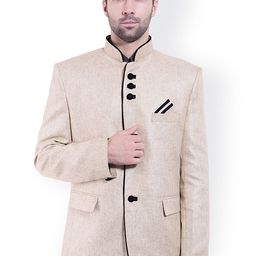 Wintage Cream-Coloured Tailored Fit Ethnic Bandhgala Blazer-picture-21