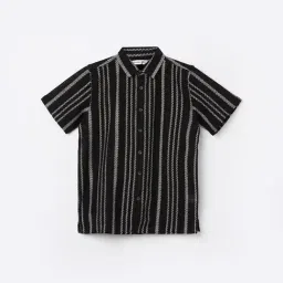 Fame Forever by Lifestyle Boys Black Striped Shirt-picture-0