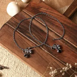 Teejh Ethnic Viranshu Silver Oxidized Anklets for Women-image-46