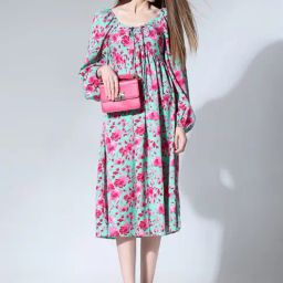 Vero Moda Aqua & Pink Floral Print Midi Dress-image-16