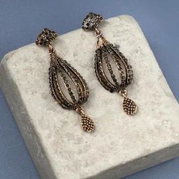 Sohi Women's Embellished Lined Balloon Drop Earrings  Charcoal Black-image-35