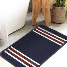 Hosta Homes Navy & Red Cotton Water Absorbent Anti Skid Multipurpose Mat-30