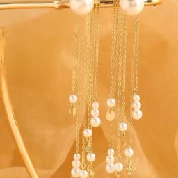 Sohi Gold Plated Party Pearls Dangler Earrings-2