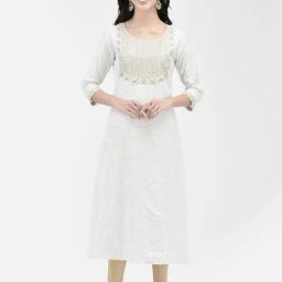 Span White Printed A Line Kurta-picture-4