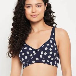 Clovia Dark Blue Cotton Printed Non-Wired Full Coverage Bra-image-42