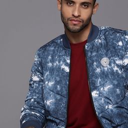 Allen Solly Tie-Dye Printed Stand Collar Padded Bomber Jacket-picture-16