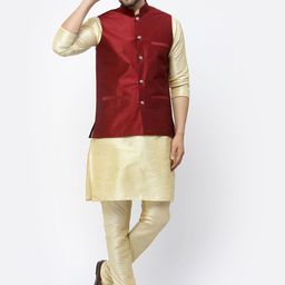 TS LIFESTYLE Men Regular Dupion Silk Kurta with Churidar-image-31