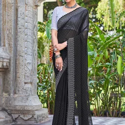 all about you Embellished Beads and Stones Georgette Saree With Unstitched Blouse Piece-picture-3