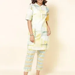 Fabindia Multicolored Cotton Printed Kurta Pant Set-picture-13