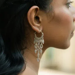 Shaya 925 Silver Oxidized Curiosity Dangler Earrings-image-2