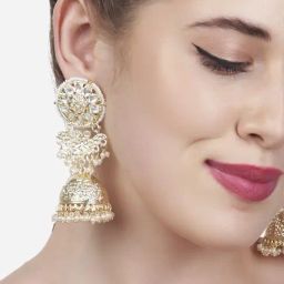 Zaveri Pearls Gold Tone Traditional Kundan Jhumki Earrings-ZPFK13151-46