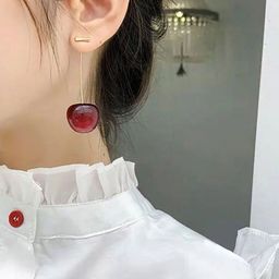Celestique Korean Bts Collections Contemporary Shaped Cherry Drop Earrings-41