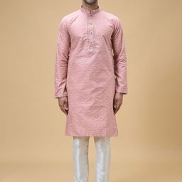 Arihant Rai Sinha Men Floral Embroidered Regular Mirror Work Kurta with Churidar-image-13