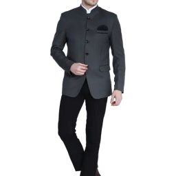 Tahvo Grey Cotton Slim Fit Two Piece Suit-image-35