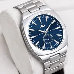 VIRAKTI Men Brass Dial & Stainless Steel Bracelet Style Straps Analogue Watch MEN-21-BLUE-18
