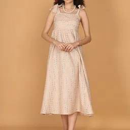 JAKANARY Women Printed Shoulder Straps Fit and Flare Dress-image-66
