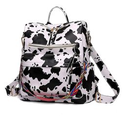 MOMISY Cow Design Waterproof Leather Backpack cum Handbag - White-picture-17