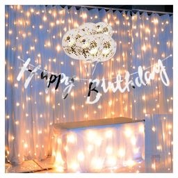 Bubble Trouble Silver Bunting Happy Birthday Banner With Fairy Light & Confetti Balloons Combo - Pack of 7-image-47