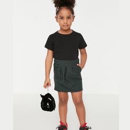 trendyol Knee Length Shorts Blocks Print - Black-image-1