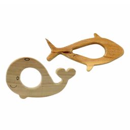 WoodBee Toys Neem Wood Teethe Pack of 2 Dolphine & Whale - Beige-10