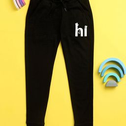 NUSYL Waving Hand & Hi Text Printed Track Pants - Black-17